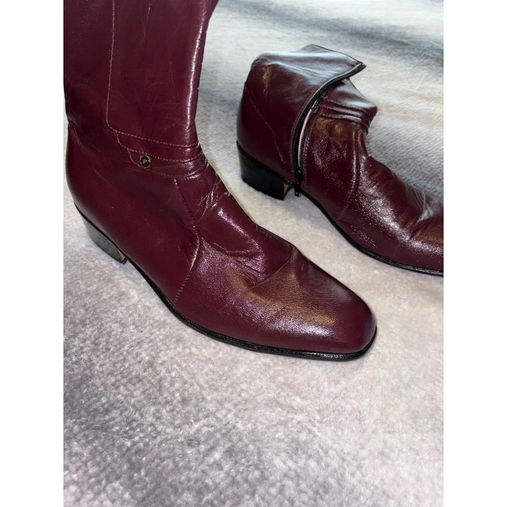 Innovation Mens Burgundy Leather‎ Side Zip Ankle Boots Square Toe MX 30 US 11